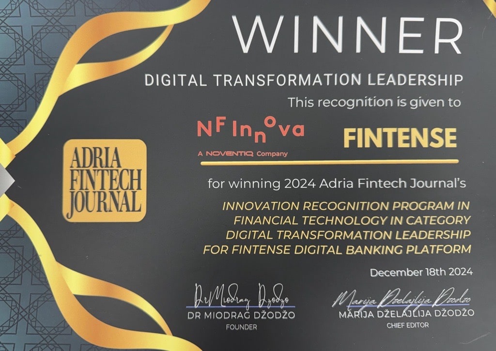 NF Innova Honored in Two Categories at the Adria Fintech Journal Innovation Recognition Program photo 2